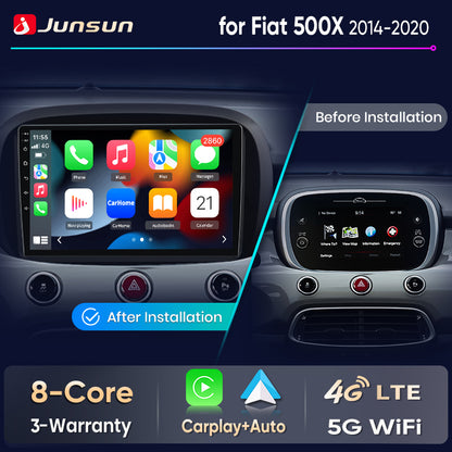 Junsun Android Auto Car Radio For Fiat 500X 2014 2015 2016 2017-2020 Multimedia Wireless CarPlay SWC GPS Navi RDS DSP FM