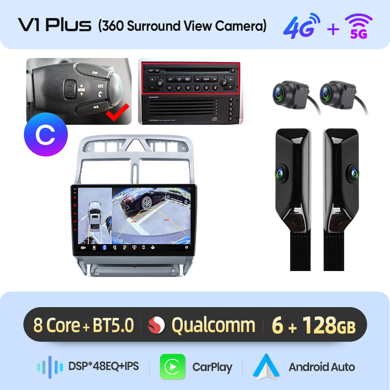 Junsun AI voice 4G LTE wireless CarPlay Android Auto Radio For Peugeot 307 307CC 307SW 2002 - 2013 Car Intelligent Systems Multimedia player Stereo RDS BT 2 din autoradio GPS Navi screen