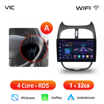 Junsun AI voice 4G LTE wireless CarPlay Android Auto Radio For Peugeot 206 206CC 206SW 2001-2008 Car Intelligent Systems Multimedia player Stereo RDS BT 2 din autoradio GPS Navi screen