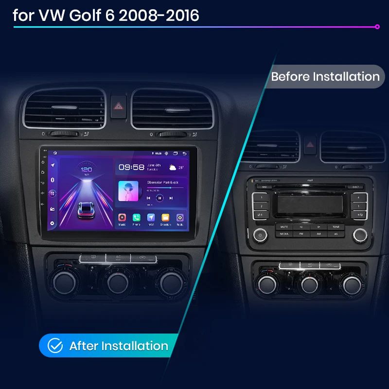 Junsun AI voice 4G LTE wireless CarPlay Android Auto Radio For VW Volkswagen Golf 6 2008 2009 2010 2012 2013 2014 2015 2016 Car Intelligent Systems Multimedia player Stereo RDS BT 2 din autoradio GPS Navi screen