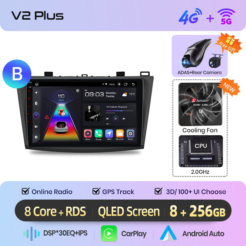 Junsun AI voice 4G LTE wireless CarPlay Android Auto Radio For Mazda 3 bk 2004 2005-2009 Car Intelligent Systems Multimedia player Stereo RDS BT 2 din autoradio GPS Navi screen