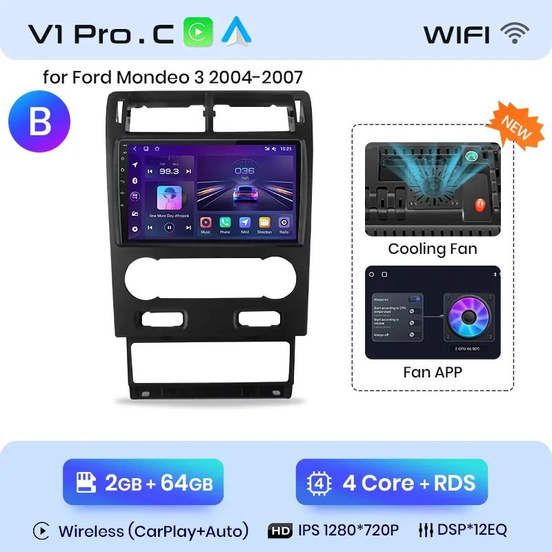 Junsun AI voice 4G LTE wireless CarPlay Android Auto Radio For Ford Mondeo 3 2000 -2007 Car Intelligent Systems Multimedia player Stereo RDS BT 2 din autoradio GPS Navi screen