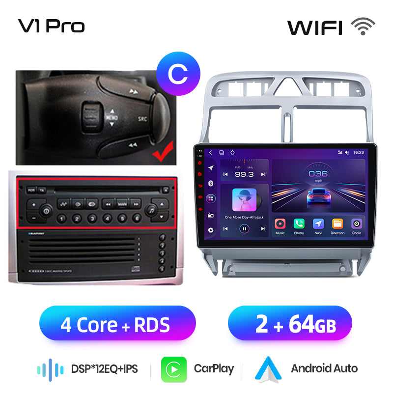 Junsun AI voice 4G LTE wireless CarPlay Android Auto Radio For Peugeot 307 307CC 307SW 2002 - 2013 Car Intelligent Systems Multimedia player Stereo RDS BT 2 din autoradio GPS Navi screen