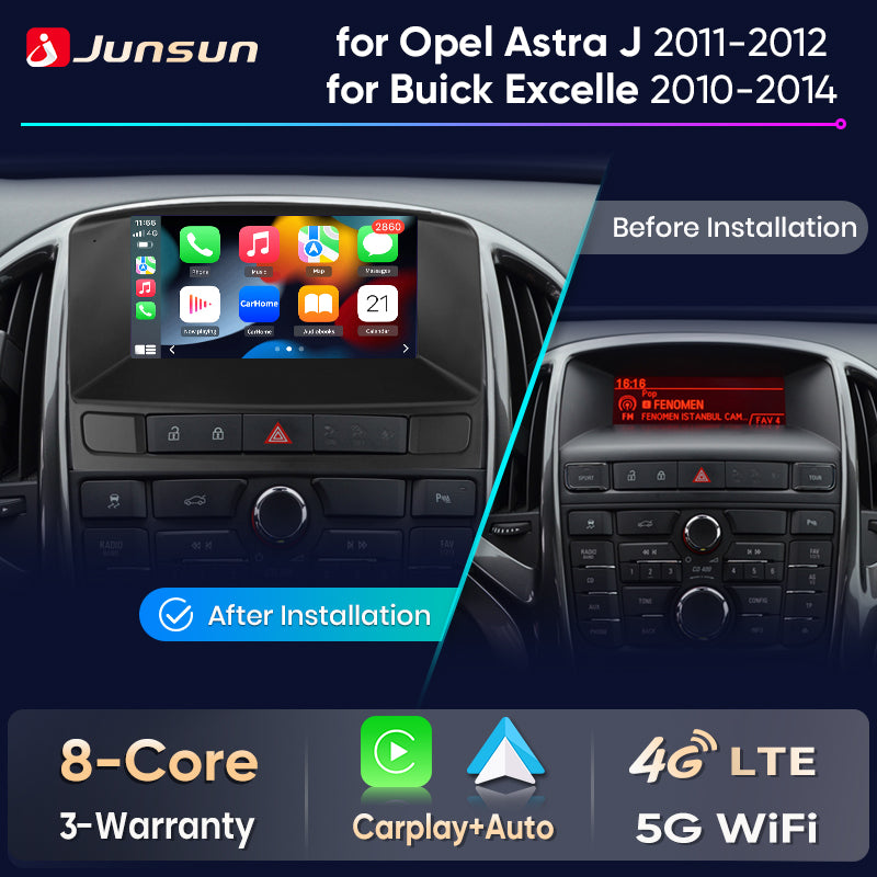 Junsun Wireless CarPlay Car Radio For Opel Astra J 2011-2014 Buick Excelle GT XT Android Multimedia