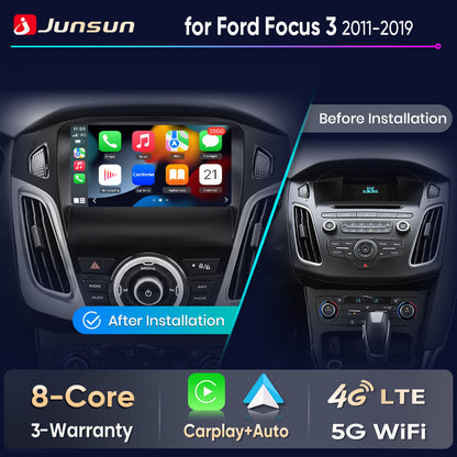 Junsun Wireless CarPlay Car Radio For Ford Focus 3 2011 2012 2013 2014-2019 Android Multimedia