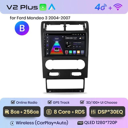Junsun AI Voice Android Autoradio für Ford Mondeo 3 2000–2007, kabelloses Carplay, Auto-Multimedia, GPS, 2-Din-Autoradio 