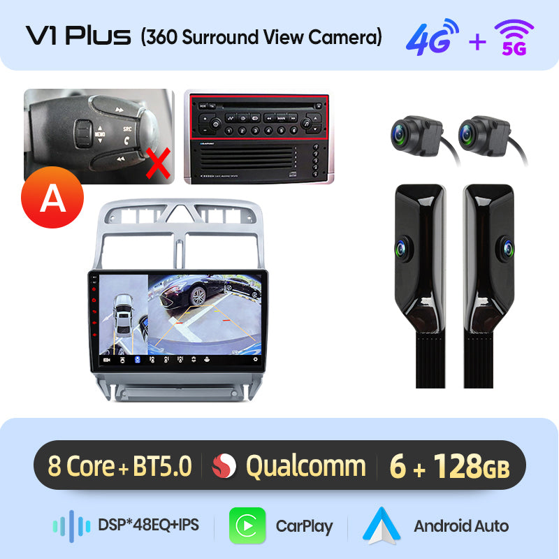 Junsun AI voice 4G LTE wireless CarPlay Android Auto Radio For Peugeot 307 307CC 307SW 2002 - 2013 Car Intelligent Systems Multimedia player Stereo RDS BT 2 din autoradio GPS Navi screen
