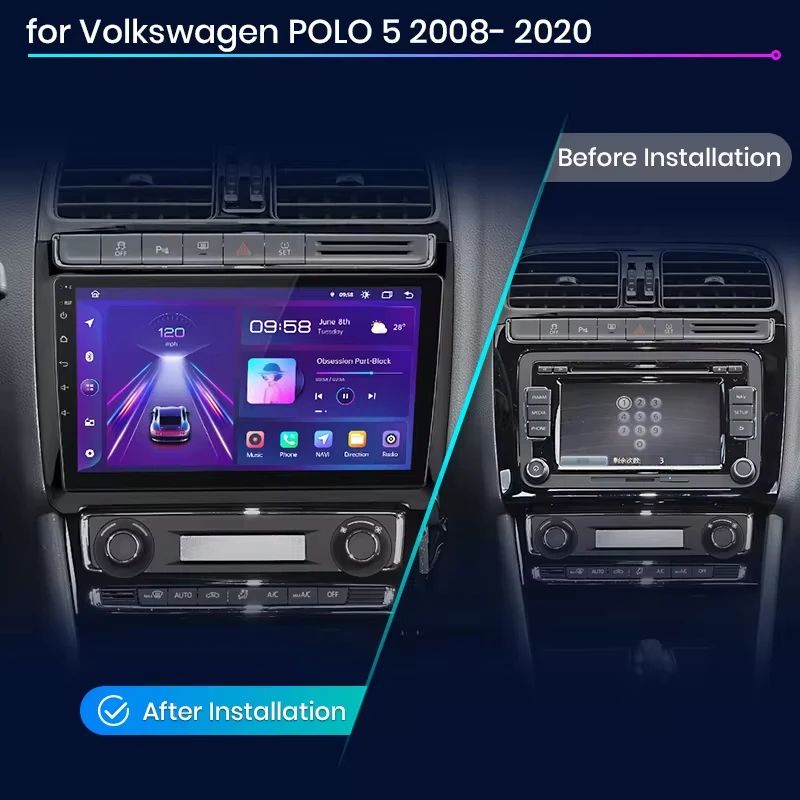 Junsun AI voice 4G LTE wireless CarPlay Android Auto Radio For VW Volkswagen POLO 5 sedan 2008-2020 Car Intelligent Systems Multimedia player Stereo RDS BT 2 din autoradio GPS Navi screen