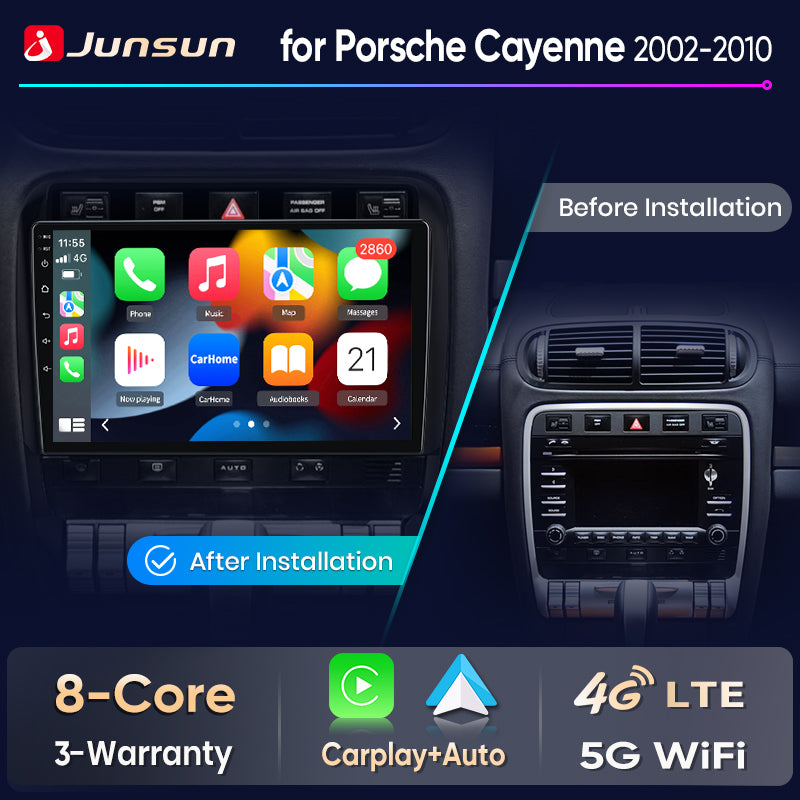 Junsun Wireless CarPlay Car Radio For Porsche Cayenne 2002 2003 2004-2010 Android Multimedia