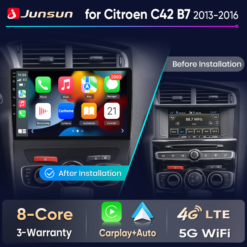 Junsun Wireless CarPlay Car Radio For Citroen C4 2 B7 2013 2014 2015 2016 Android Multimedia