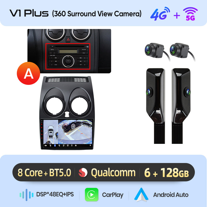 Junsun AI voice 4G LTE wireless CarPlay Android Auto Radio For Nissan Qashqai J10 2006 2007 2008-2013 Car Intelligent Systems Multimedia player Stereo RDS BT 2 din autoradio GPS Navi screen