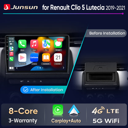 Junsun Wireless CarPlay Car Radio For Renault Clio 5 Lutecia 2019 2020 2021 Android Multimedia