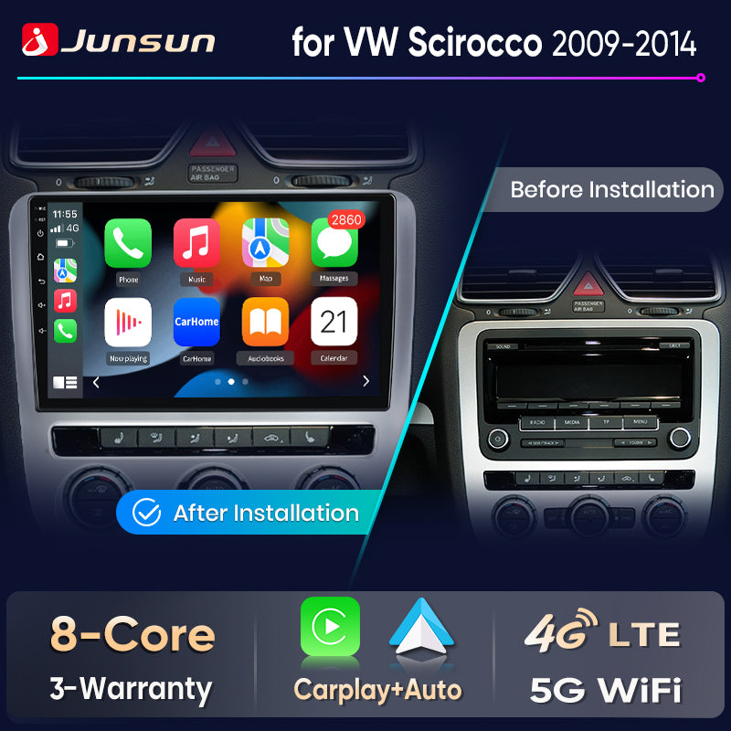 Junsun Wireless CarPlay Car Radio For Volkswagen SCIROCCO 2009-2014 Android Multimedia