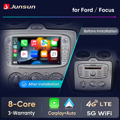 Junsun Wireless CarPlay Car Radio For Ford Focus 2 Mondeo S-Max 2008-2011 Android Multimedia