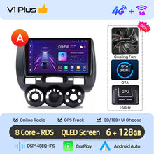 Cargar imagen en el visor de la galería, Junsun AI voice 4G LTE wireless CarPlay Android Auto Radio For Honda Fit Jazz City 2002 2003 2004-2007 Car Intelligent Systems Multimedia player Stereo RDS BT 2 din autoradio GPS Navi screen
