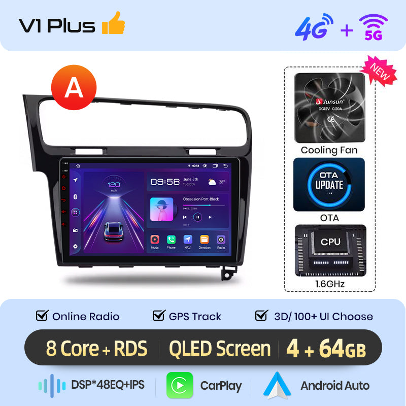 Junsun AI voice 4G LTE wireless CarPlay Android Auto Radio For VW Golf 7 2013-2017 Car Intelligent Systems Multimedia player Stereo RDS BT 2 din autoradio GPS Navi screen
