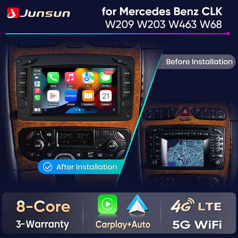 Junsun Wireless CarPlay Car Radio For Mercedes Benz Vito CLK W209 W210 W639 W203 1998-2006 Android Multimedia
