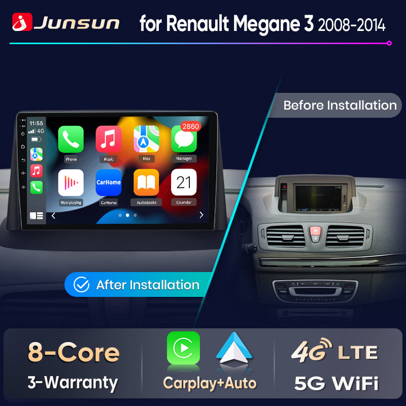 Junsun Wireless CarPlay Car Radio For Renault Megane 3 2008 2009 2010 2011-2014 Android Multimedia