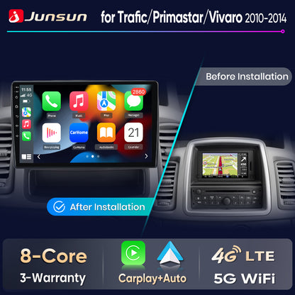 Junsun Wireless CarPlay Car Radio For Trafic Primastar Vivaro 2010 2011-2014 Android Multimedia