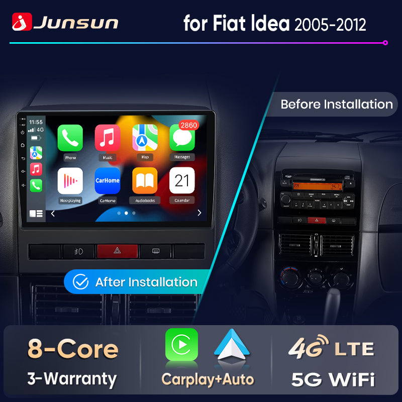 Junsun Wireless CarPlay Car Radio For Fiat Idea 2005 2006 2007 2008-2012 Android Multimedia