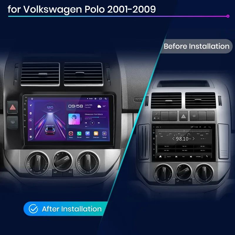 Junsun AI voice 4G LTE wireless CarPlay Android Auto Radio For Volkswagen Polo Mk4 IV 2001-2009 Car Intelligent Systems Multimedia player Stereo RDS BT 2 din autoradio GPS Navi screen