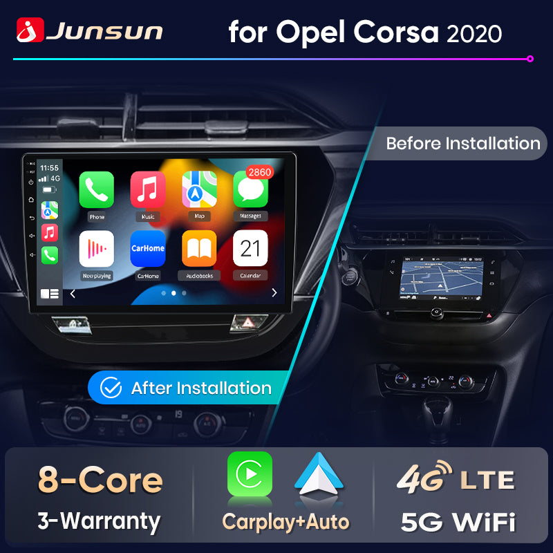 Junsun Wireless CarPlay Car Radio For Opel Corsa F 2019-2023 Android Multimedia