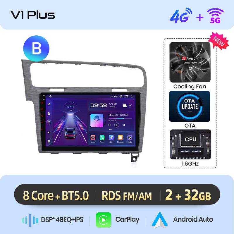 Junsun AI voice 4G LTE wireless CarPlay Android Auto Radio For VW Golf 7 2013-2017 Car Intelligent Systems Multimedia player Stereo RDS BT 2 din autoradio GPS Navi screen