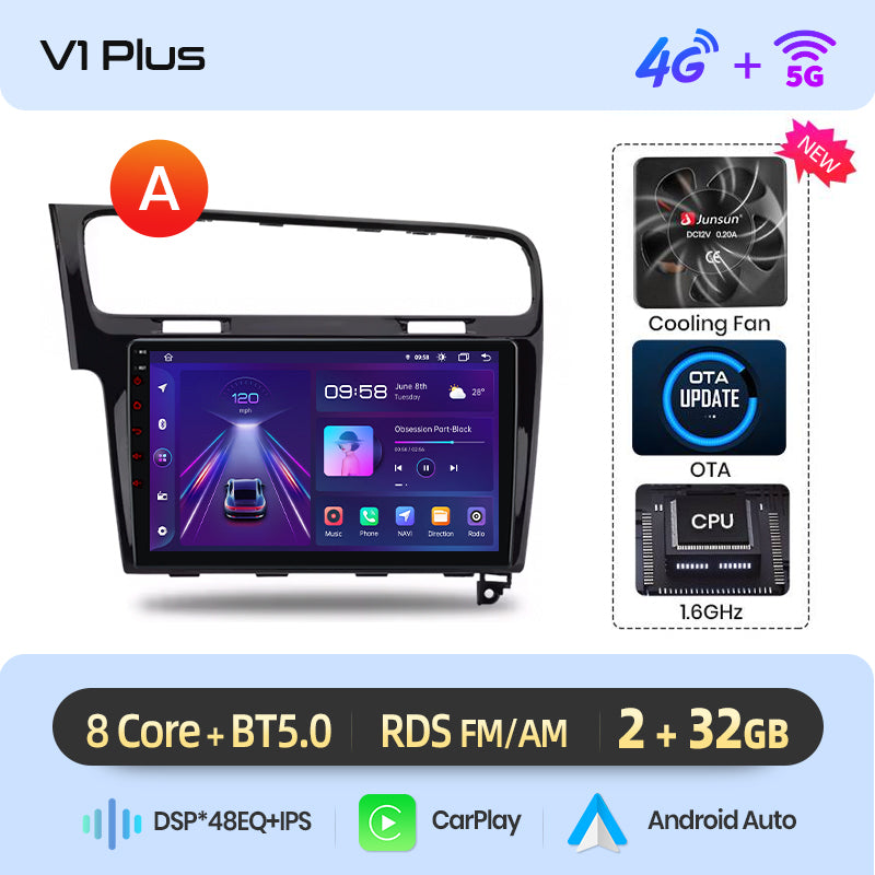 Junsun AI voice 4G LTE wireless CarPlay Android Auto Radio For VW Golf 7 2013-2017 Car Intelligent Systems Multimedia player Stereo RDS BT 2 din autoradio GPS Navi screen