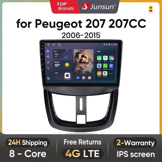 Junsun AI voice 4G LTE wireless CarPlay Android Auto Radio For Peugeot 207 207CC 2006 - 2015 Car Intelligent Systems Multimedia player Stereo RDS BT 2 din autoradio GPS Navi screen