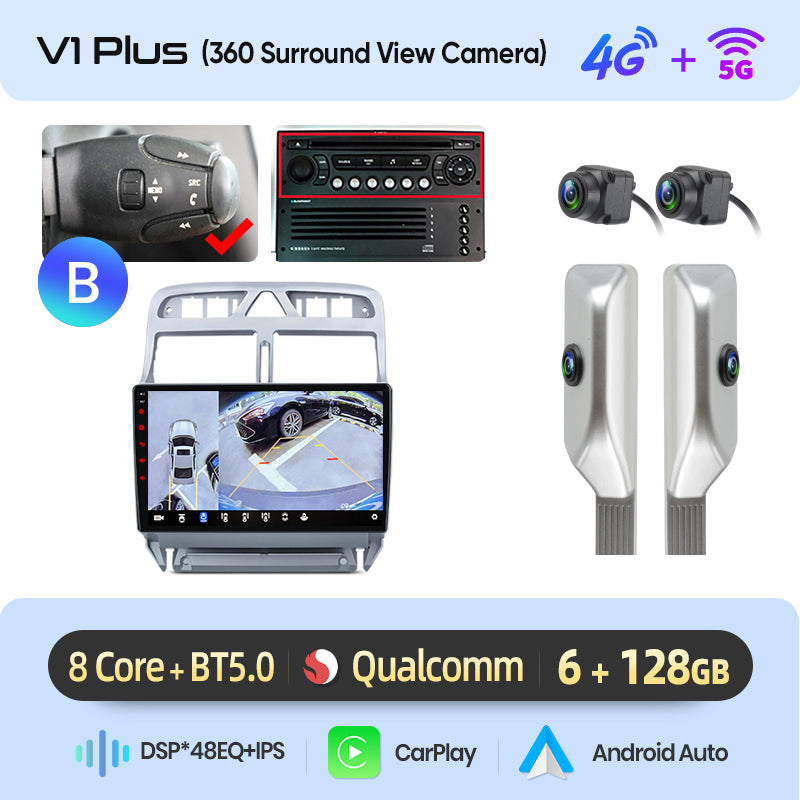 Junsun AI voice 4G LTE wireless CarPlay Android Auto Radio For Peugeot 307 307CC 307SW 2002 - 2013 Car Intelligent Systems Multimedia player Stereo RDS BT 2 din autoradio GPS Navi screen