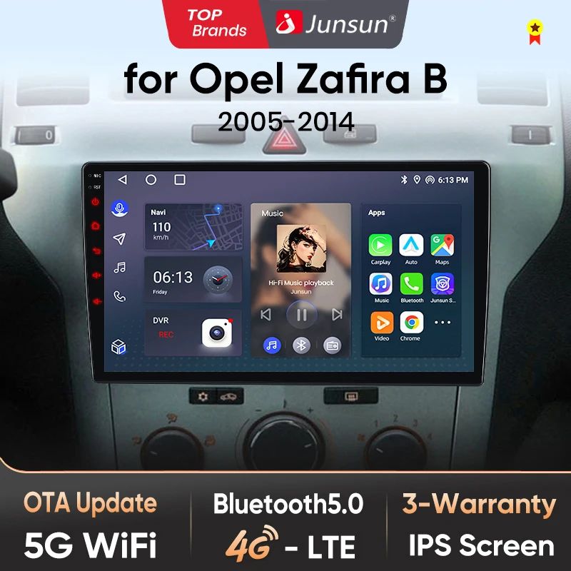 Junsun AI voice 4G LTE wireless CarPlay Android Auto Radio For Opel Zafira B Astra H 2005 2006 2007-2014 Car Intelligent Systems Multimedia player Stereo RDS BT 2 din autoradio GPS Navi screen