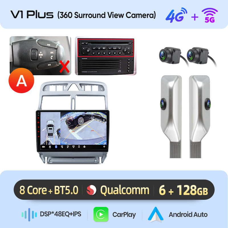 Junsun AI voice 4G LTE wireless CarPlay Android Auto Radio For Peugeot 307 307CC 307SW 2002 - 2013 Car Intelligent Systems Multimedia player Stereo RDS BT 2 din autoradio GPS Navi screen