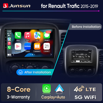 Junsun Wireless CarPlay Car Radio For Renault Trafic 2015 2016 2017 2018 2019 Android Multimedia