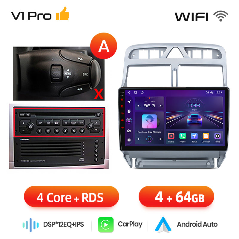 Junsun AI voice 4G LTE wireless CarPlay Android Auto Radio For Peugeot 307 307CC 307SW 2002 - 2013 Car Intelligent Systems Multimedia player Stereo RDS BT 2 din autoradio GPS Navi screen
