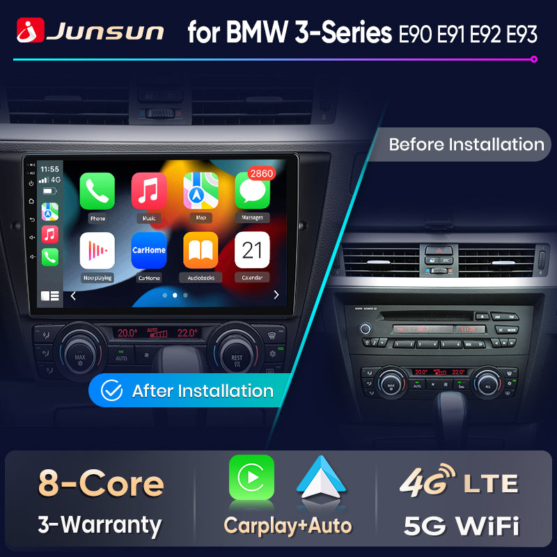 Junsun Wireless CarPlay Car Radio For BMW 3-Series E90 E91 E92 E93 Android Multimedia