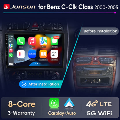 Junsun Wireless CarPlay Car Radio For Benz C Class CLK Class W203 W209 2000-2005 Android Multimedia