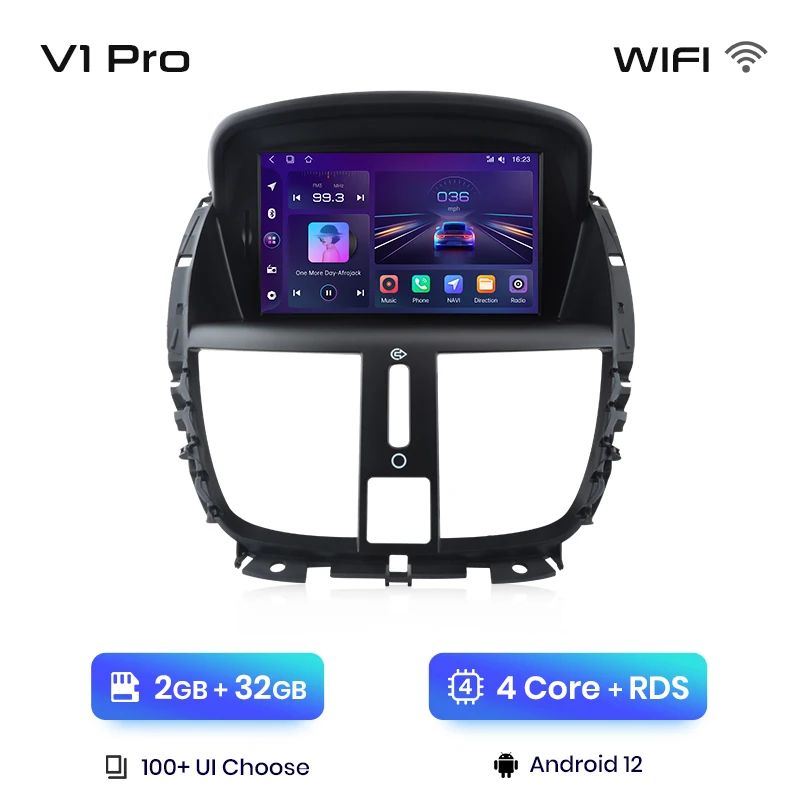 Radio Junsun AI Voice 2 DIN Android para Peugeot 207 207CC 2006-2015 con Carplay 4G, GPS, multimedia, 2 DIN