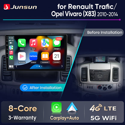 Junsun Wireless CarPlay Car Radio For Renault Trafic Opel Vivaro 2010-2014 Android Multimedia