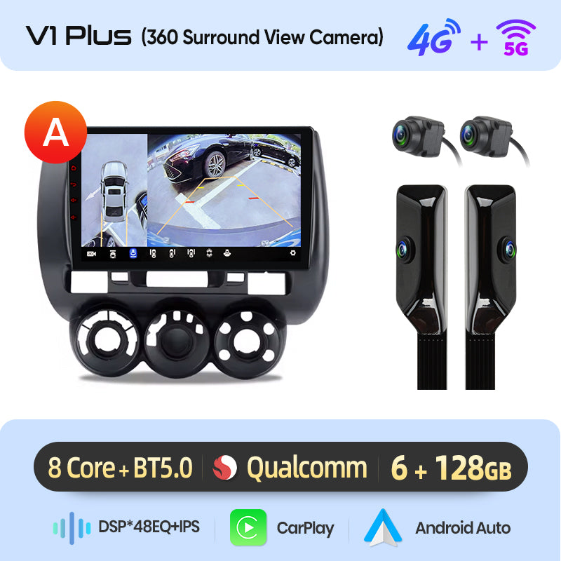 Junsun AI voice 4G LTE wireless CarPlay Android Auto Radio For Honda Fit Jazz City 2002 2003 2004-2007 Car Intelligent Systems Multimedia player Stereo RDS BT 2 din autoradio GPS Navi screen