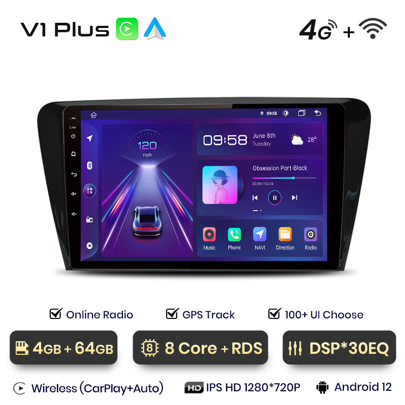 Junsun V2 PLus 8+256GB Car intelligent systems For SKODA Octavia 3 A7 2013-2018 Carplay 4G Car Multimedia GPS 2din autoradio