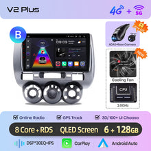 Cargar imagen en el visor de la galería, Junsun AI voice 4G LTE wireless CarPlay Android Auto Radio For Honda Fit Jazz City 2002 2003 2004-2007 Car Intelligent Systems Multimedia player Stereo RDS BT 2 din autoradio GPS Navi screen
