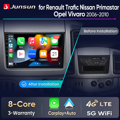 Junsun Wireless CarPlay Car Radio For Renault Trafic Nissan Primastar Opel Vivaro 2006-2010 Android Multimedia