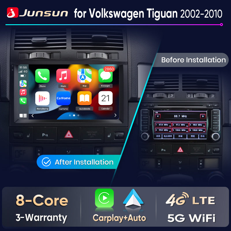 Junsun Wireless CarPlay Car Radio For Volkswagen VW Touareg 2002-2010 Android Multimedia