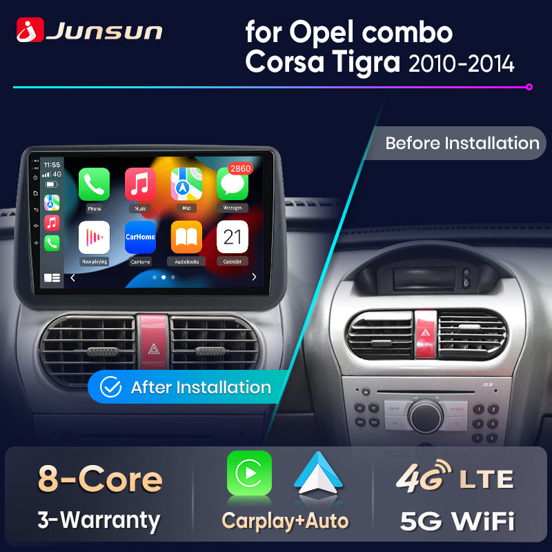 Junsun Wireless CarPlay Car Radio For Opel Combo Corsa Tigra 2001-2011 Android Multimedia