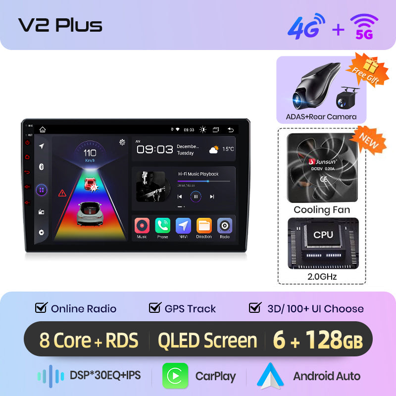 Junsun V1pro AI Voice 2 DIN Android Auto Radio para Mazda MX-5 MX5 III 3 NC 2008-2015 Carplay Car Multimedia GPS 2 DIN autorradio 