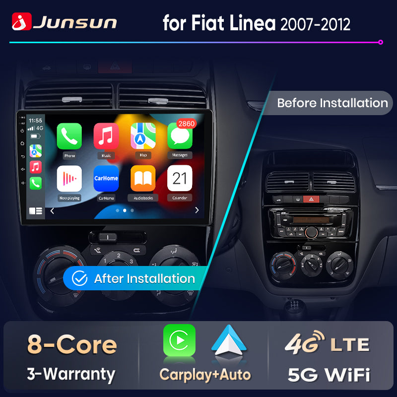 Junsun Wireless CarPlay Car Radio For Fiat Linea 2007 2008 2009 2010-2012 Android Multimedia