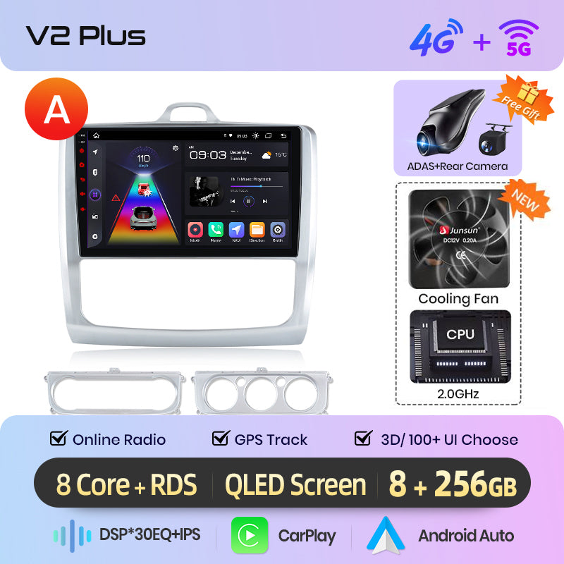 Junsun AI voice 4G LTE wireless CarPlay Android Auto Radio For Ford Focus 2 Mk2 2004 2005 2006-2011 Car Intelligent Systems Multimedia player Stereo RDS BT 2 din autoradio GPS Navi screen