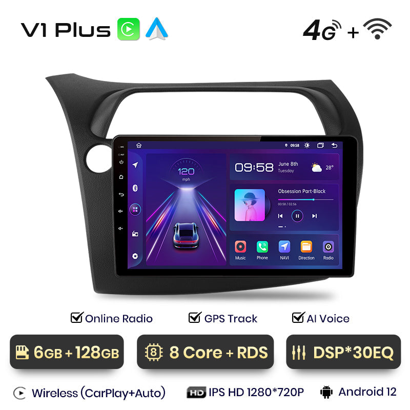 Junsun AI Voice 2 din Android Autoradio Für Honda Civic Hatchback 2005 2006-2011 Carplay 4G Auto Multimedia GPS 2din autoradio