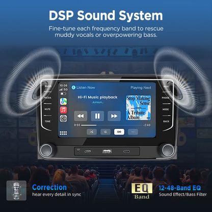 Junsun Wireless CarPlay Car Radio For VW Volkswagen Skoda Octavia Golf 5 6 Touran Passat B6 Polo Jetta Android Multimedia