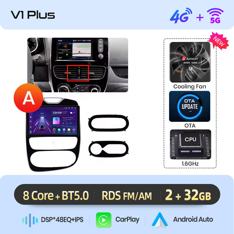 Radio Junsun AI Voice 2 DIN Android para Renault Clio 4 ZOE 2012-2019 con Carplay 4G, GPS, multimedia, 2 DIN 